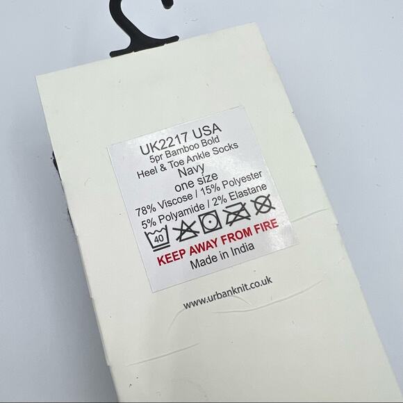 Urban Knit Bamboo Bold Heel & Toe Navy 5 Pairs Ankle Socks Men’s One Size - Picture 6 of 6